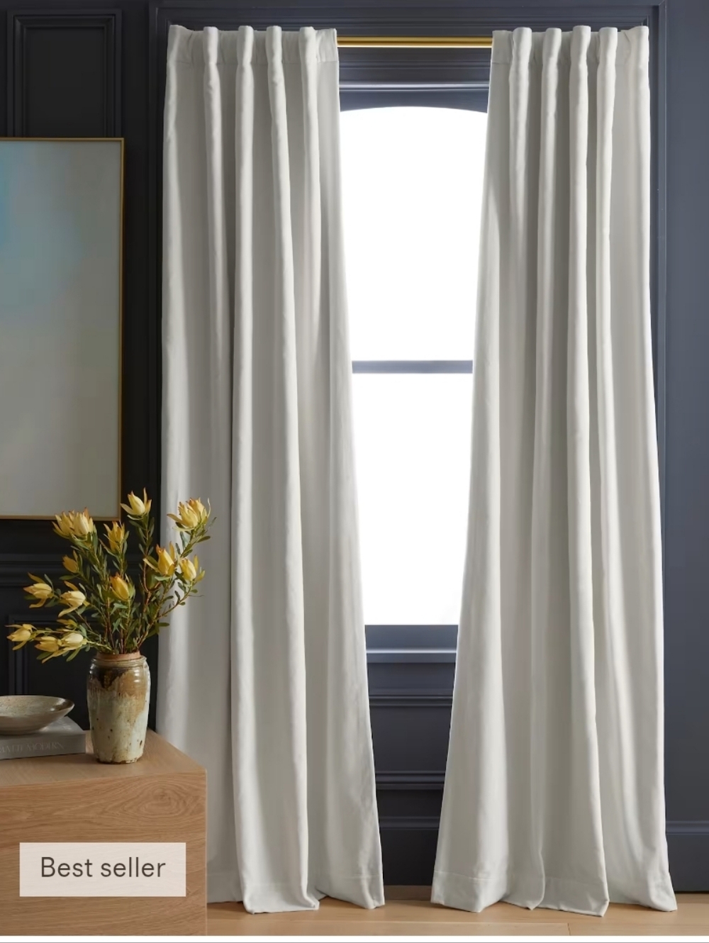 Quince Cotton Velvet Room Darkening In Ivory 48" X 108" Set (2)
